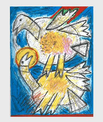 zeefdruk TWO BIRDS van Corneille